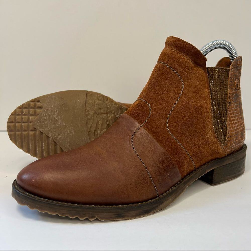 Casta Sundance Sparrows Ridge Leather Cognac Brown Ankle Booties Womens EU36/US6